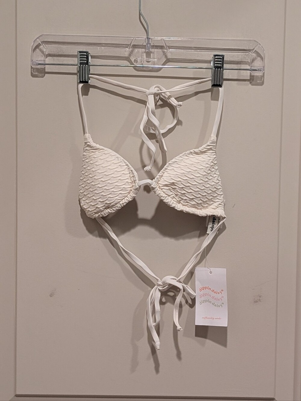 Dippin' Daisy's White Palm Textured Triangle Bikini Top XS